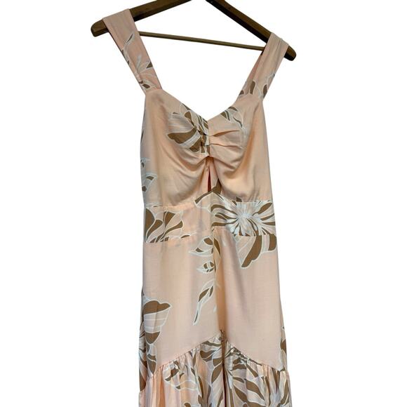 Lucy in the Sky Peach Floral High Low Tiered Layered Sleeveless Keyhole Dress P - Picture 3 of 11